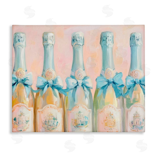 stupell industries Petal Prints Design | Pastel Blue Champagne Bottles Wall Art