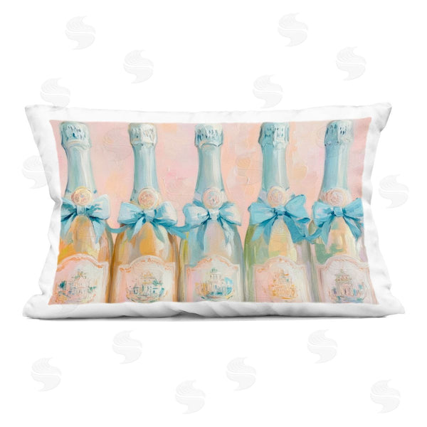 stupell industries Petal Prints Design | Pastel Blue Champagne Bottles Printed Throw Pillow