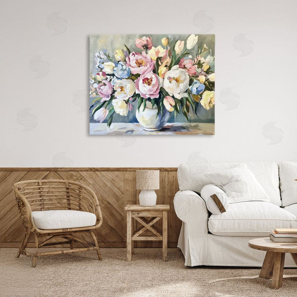 Stupell Industries Petal Prints Design | Pastel Peony Bunch Bouquet Wall Art