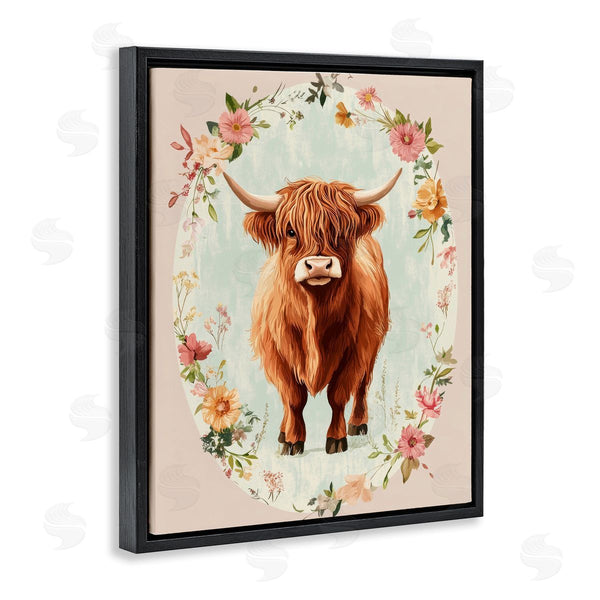 Stupell Industries Petal Prints Design | Peach Flower Border Cow