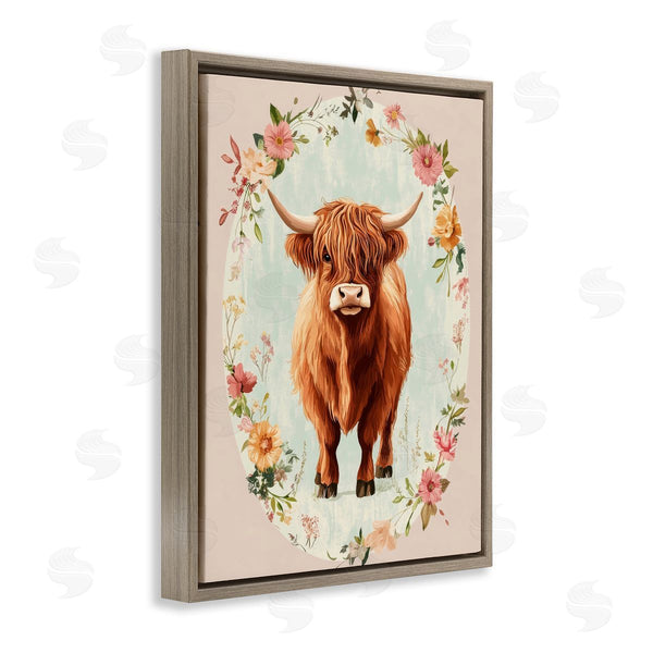 Stupell Industries Petal Prints Design | Peach Flower Border Cow