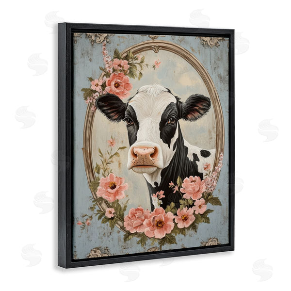 Stupell Industries Petal Prints Design | Peachy Peonies Cow Portrait