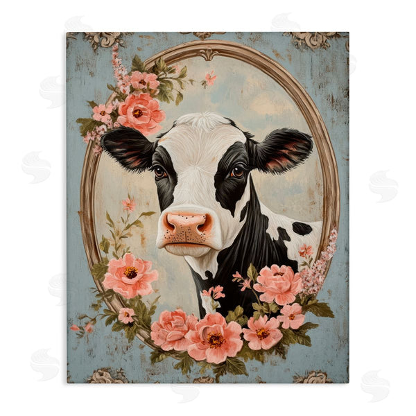 stupell industries Petal Prints Design | Peachy Peonies Cow Portrait