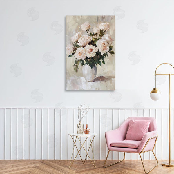 Stupell Industries Petal Prints Design | Peachy Roses In Flower Vase Wall Art