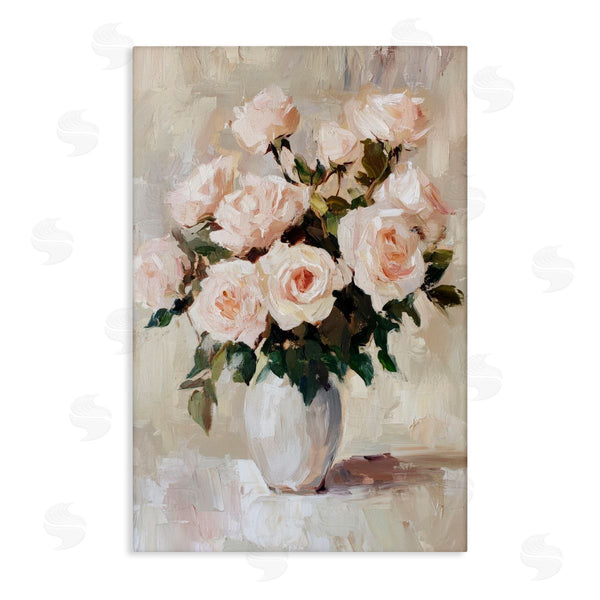 stupell industries Petal Prints Design | Peachy Roses in Flower Vase Wall Art