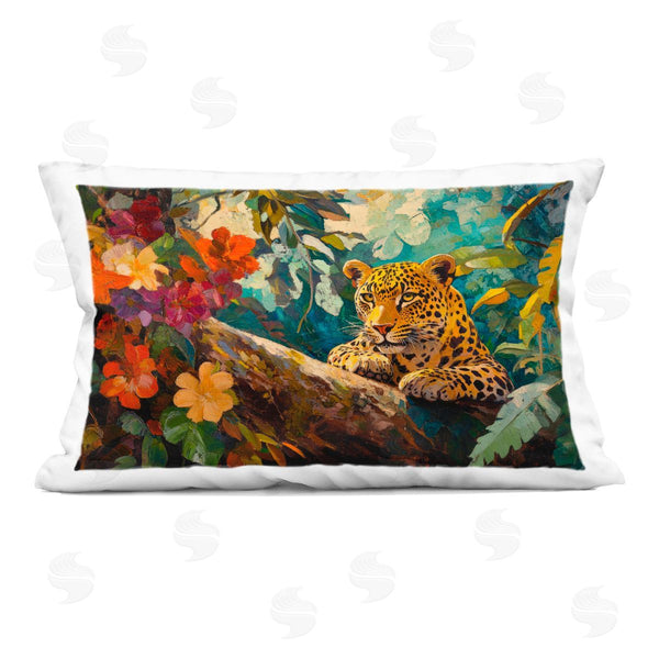 stupell industries Petal Prints Design | Perched Above Jungle Cat Printed Throw Pillow