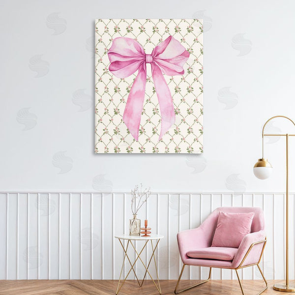 Stupell Industries Petal Prints Design | Pink Bow On Rose Quilt Pattern Wall Art