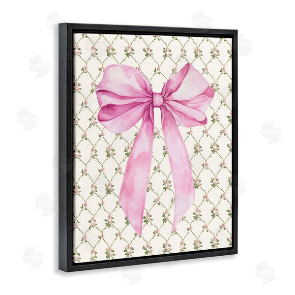 Stupell Industries Petal Prints Design | Pink Bow On Rose Quilt Pattern Wall Art
