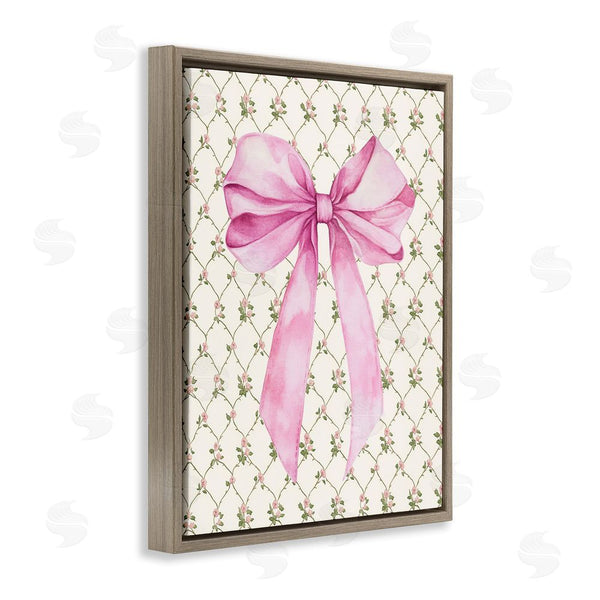 Stupell Industries Petal Prints Design | Pink Bow On Rose Quilt Pattern Wall Art