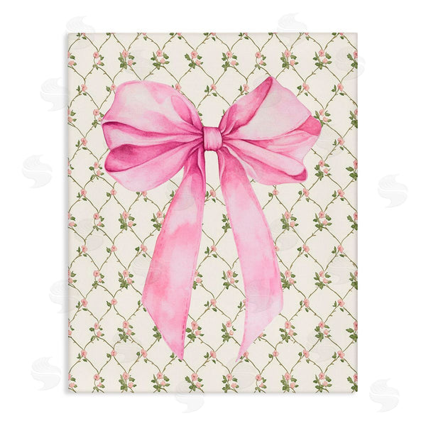 stupell industries Petal Prints Design | Pink Bow on Rose Quilt Pattern Wall Art