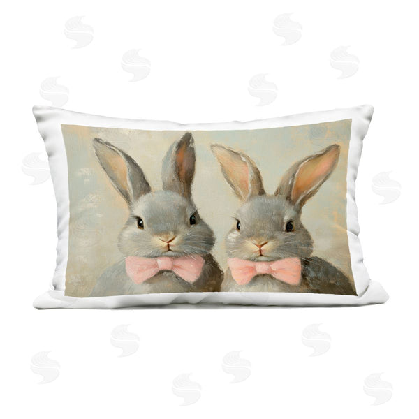 Stupell Industries Petal Prints Design | Pink Bowtie Bunny Pair Printed Throw Pillow
