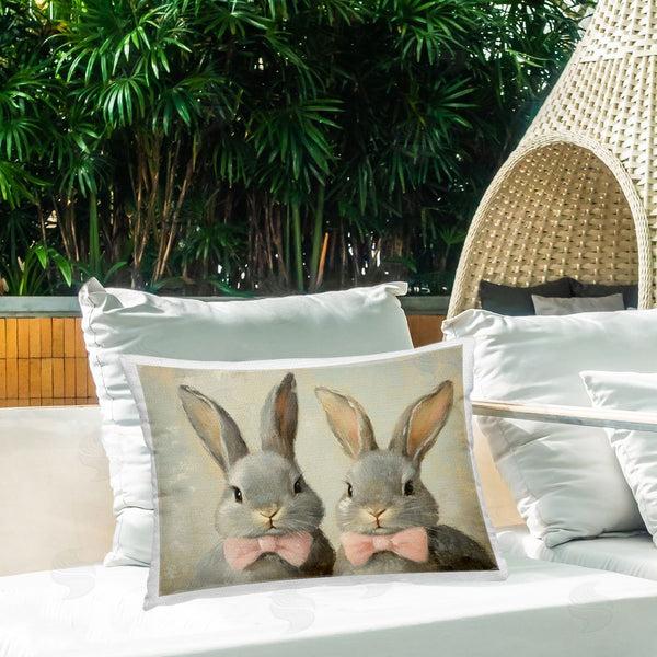 Stupell Industries Petal Prints Design | Pink Bowtie Bunny Pair Printed Throw Pillow