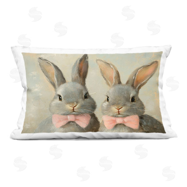 stupell industries Petal Prints Design | Pink Bowtie Bunny Pair Printed Throw Pillow