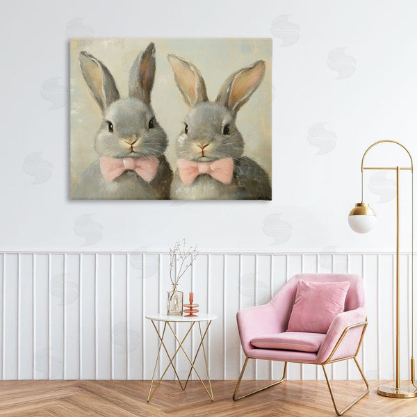 Stupell Industries Petal Prints Design | Pink Bowtie Bunny Pair Wall Art