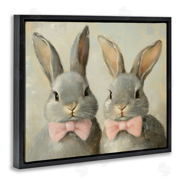 Stupell Industries Petal Prints Design | Pink Bowtie Bunny Pair Wall Art