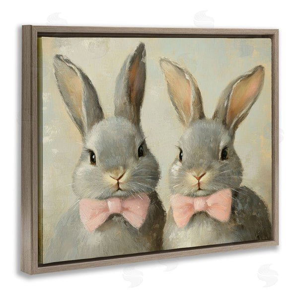 Stupell Industries Petal Prints Design | Pink Bowtie Bunny Pair Wall Art
