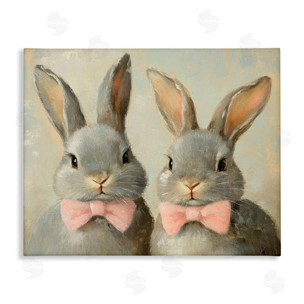 stupell industries Petal Prints Design | Pink Bowtie Bunny Pair Wall Art