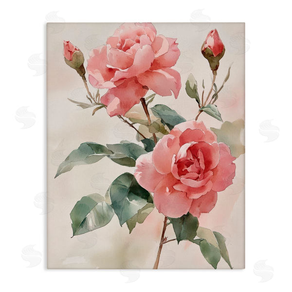 stupell industries Petal Prints Design | Pink Watercolor Roses and Buds Wall Art