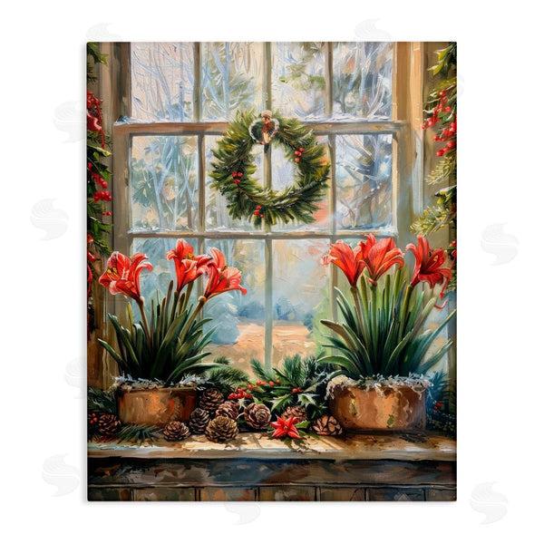 stupell industries Petal Prints Design | Planted Amaryllis Window View Wall Art