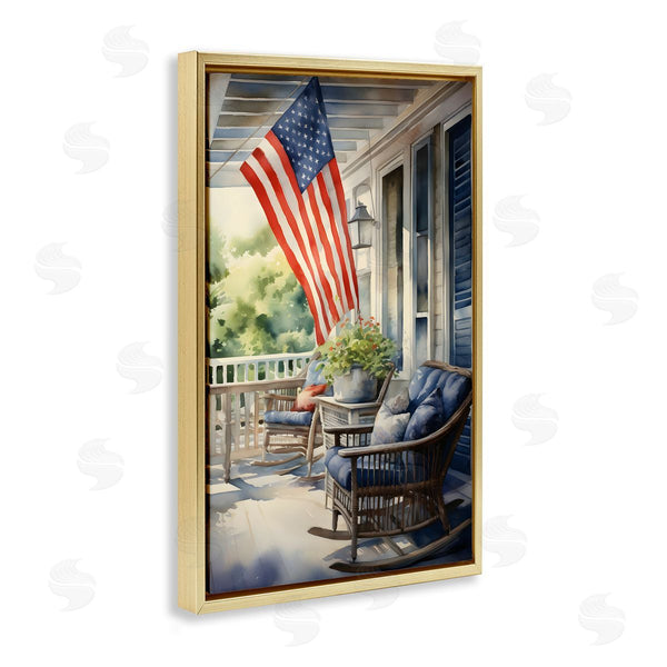 Stupell Industries Petal Prints Design | Porch With American Flag