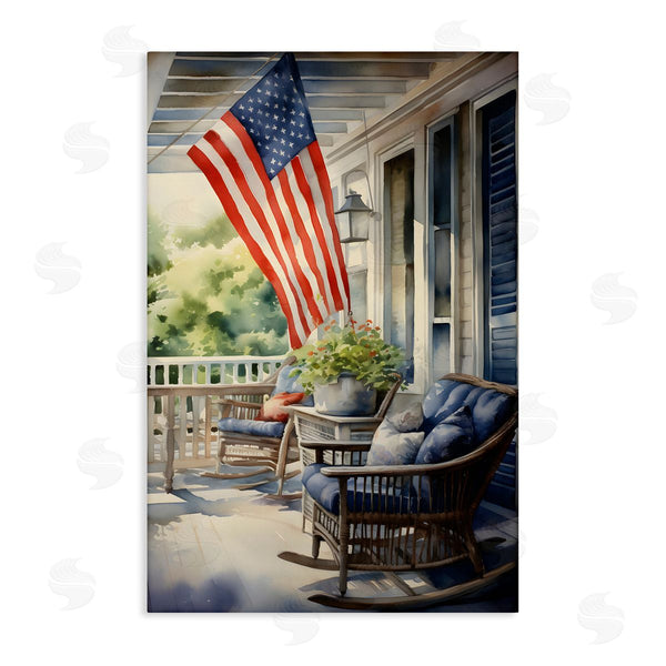 stupell industries Petal Prints Design | Porch with American Flag