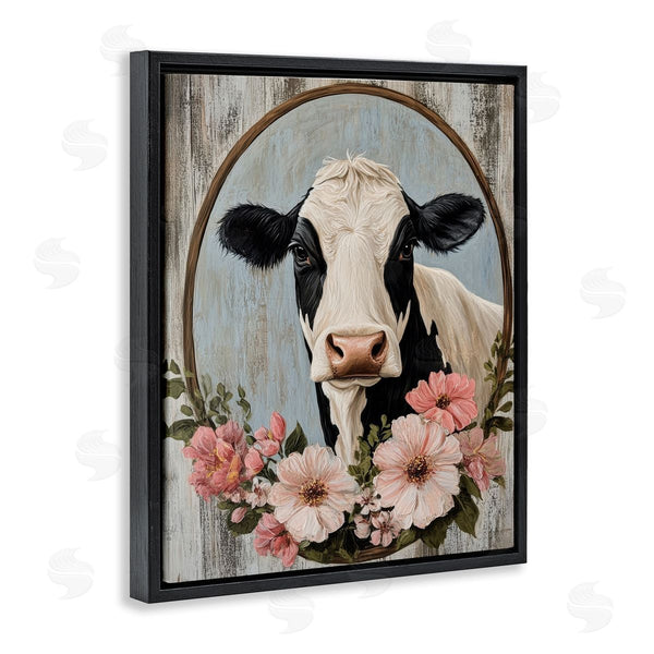 Stupell Industries Petal Prints Design | Pretty Floral Cow Portrait