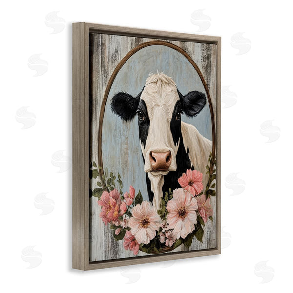 Stupell Industries Petal Prints Design | Pretty Floral Cow Portrait