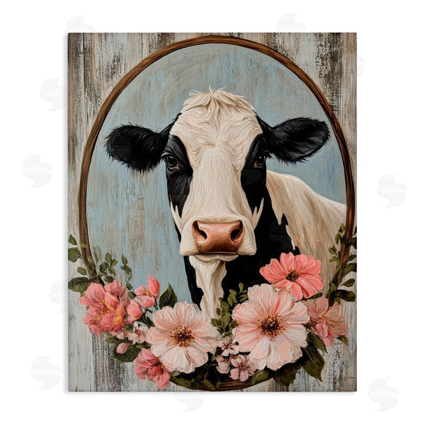 stupell industries Petal Prints Design | Pretty Floral Cow Portrait