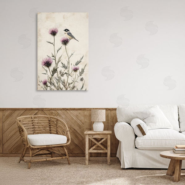 Stupell Industries Petal Prints Design | Purple Cornflowers And Chickadee Wall Art
