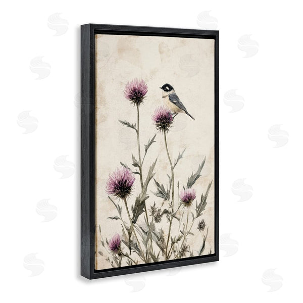 Stupell Industries Petal Prints Design | Purple Cornflowers And Chickadee Wall Art