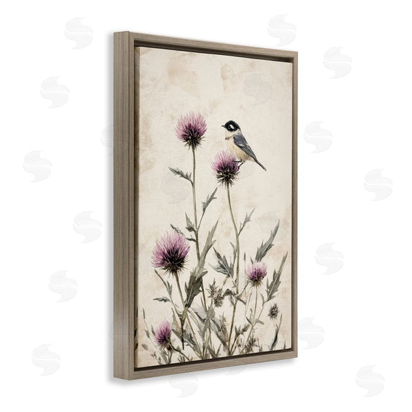 Stupell Industries Petal Prints Design | Purple Cornflowers And Chickadee Wall Art