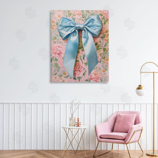 Stupell Industries Petal Prints Design | Romantic Blue Satin Bow Wall Art