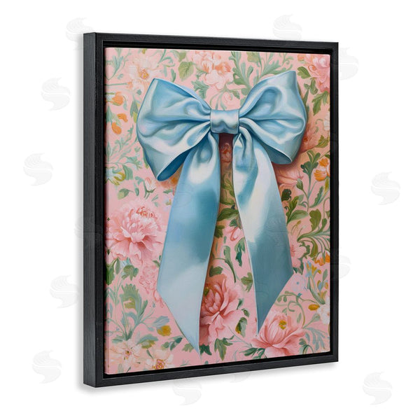 Stupell Industries Petal Prints Design | Romantic Blue Satin Bow Wall Art