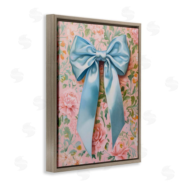 Stupell Industries Petal Prints Design | Romantic Blue Satin Bow Wall Art