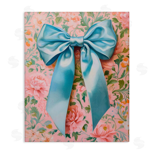 stupell industries Petal Prints Design | Romantic Blue Satin Bow Wall Art