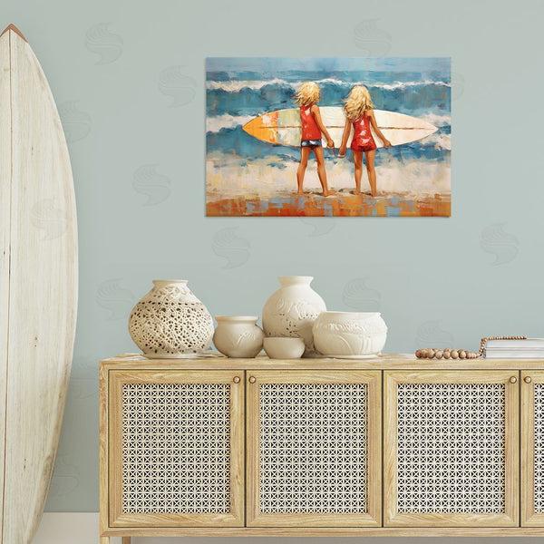Stupell Industries Petal Prints Design | Siblings With Surfboard Wall Art