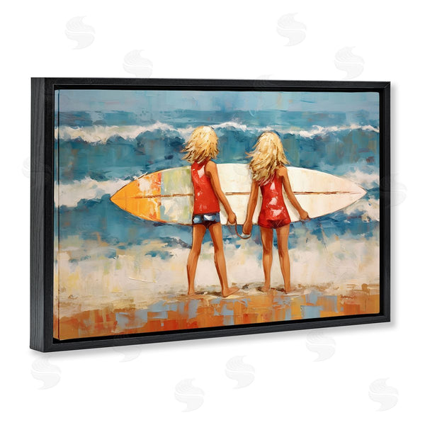 Stupell Industries Petal Prints Design | Siblings With Surfboard Wall Art