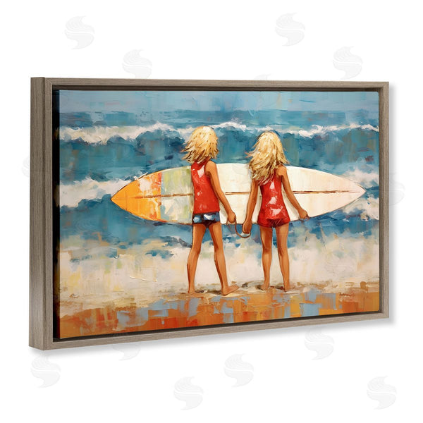 Stupell Industries Petal Prints Design | Siblings With Surfboard Wall Art