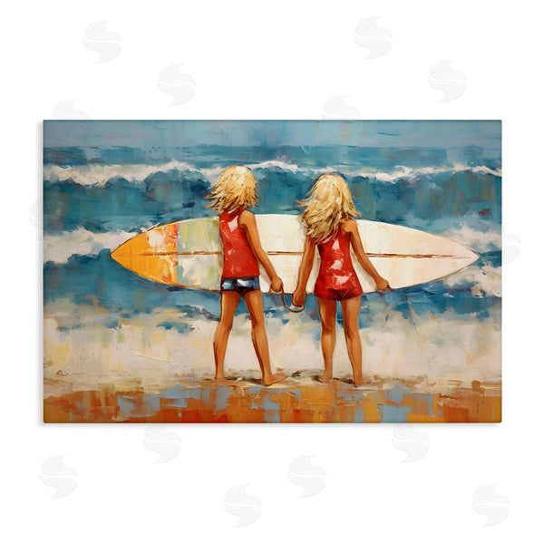 stupell industries Petal Prints Design | Siblings with Surfboard Wall Art