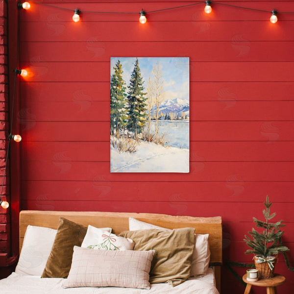 Stupell Industries Petal Prints Design | Snowy Winter Lakeside Wall Art