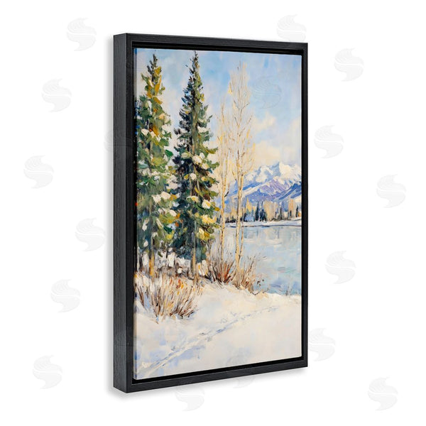 Stupell Industries Petal Prints Design | Snowy Winter Lakeside Wall Art