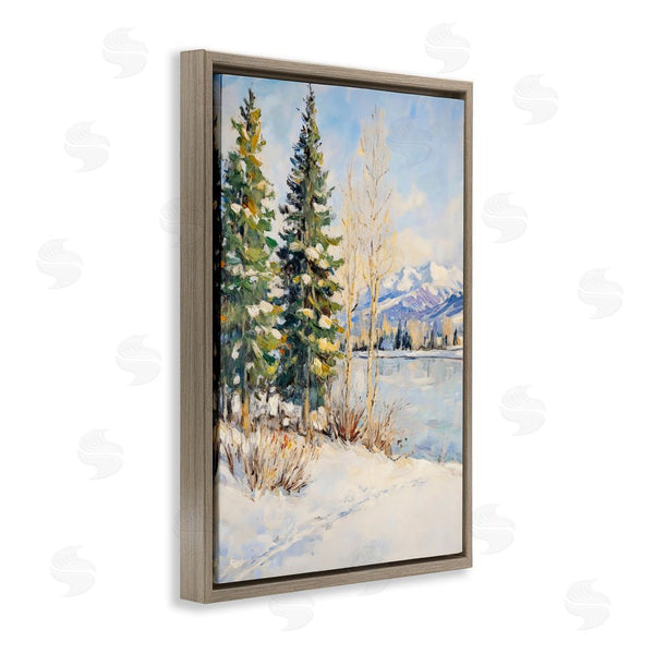 Stupell Industries Petal Prints Design | Snowy Winter Lakeside Wall Art