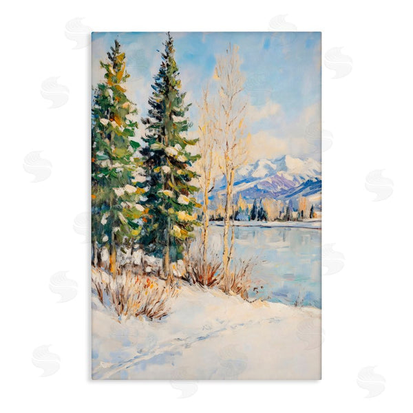 stupell industries Petal Prints Design | Snowy Winter Lakeside Wall Art