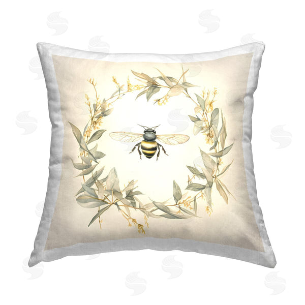 stupell industries Petal Prints Design | Soft Bee Wreath Printed Throw Pillow