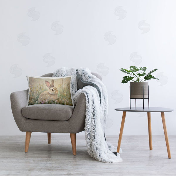 Stupell Industries Petal Prints Design | Soft Color Rabbit In Meadow Printed Throw Pillow