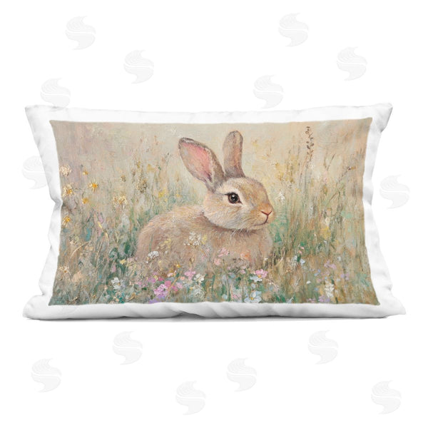 stupell industries Petal Prints Design | Soft Color Rabbit in Meadow Printed Throw Pillow