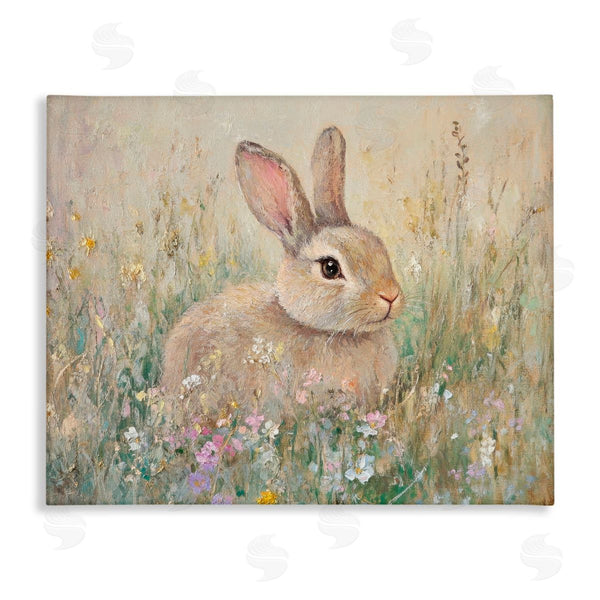 stupell industries Petal Prints Design | Soft Color Rabbit in Meadow Wall Art