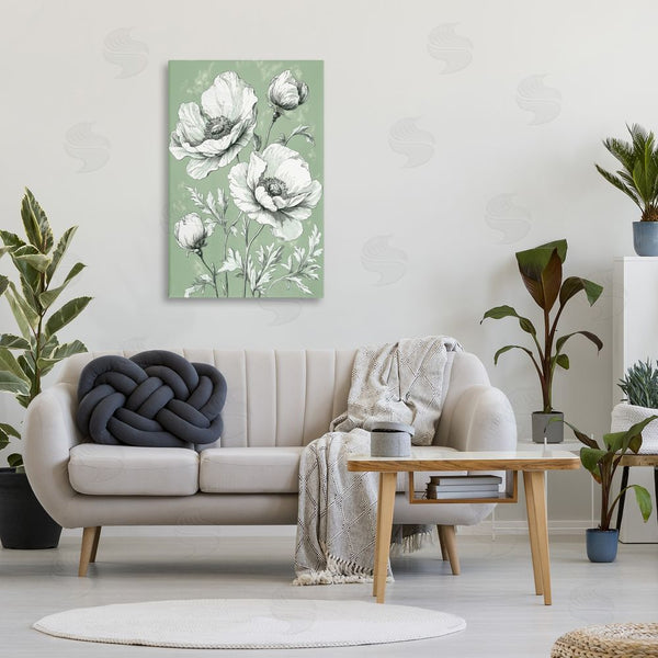 Stupell Industries Petal Prints Design | Soft Green Poppy Floral Wall Art