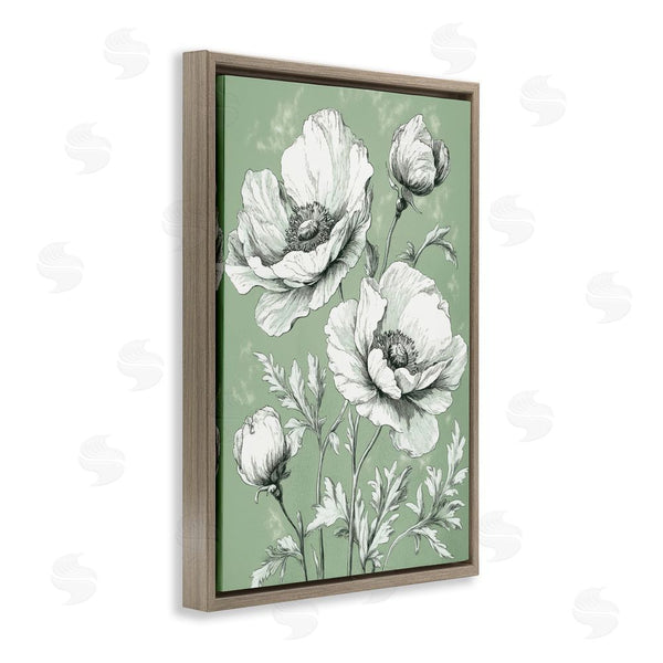 Stupell Industries Petal Prints Design | Soft Green Poppy Floral Wall Art