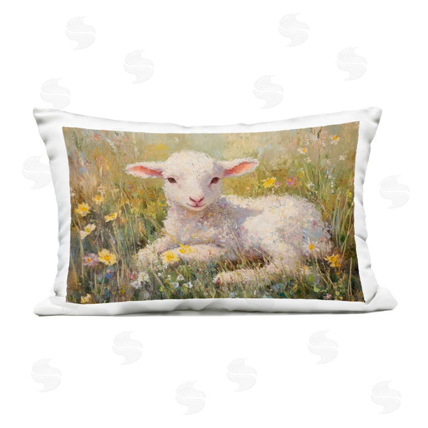 Stupell Industries Petal Prints Design | Sunlight Lamb In Flowers Printed Throw Pillow